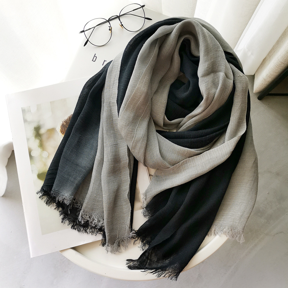 Shawl Wrap Winter - Японский стиль, унисекс, хлопково-льняной шарф с